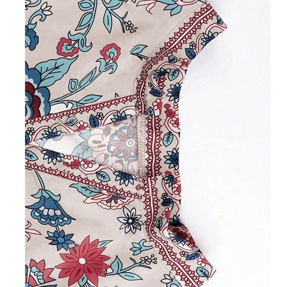 Plus Floral Print Flounce Long Sleeve Blouse - Picture 4 of 4